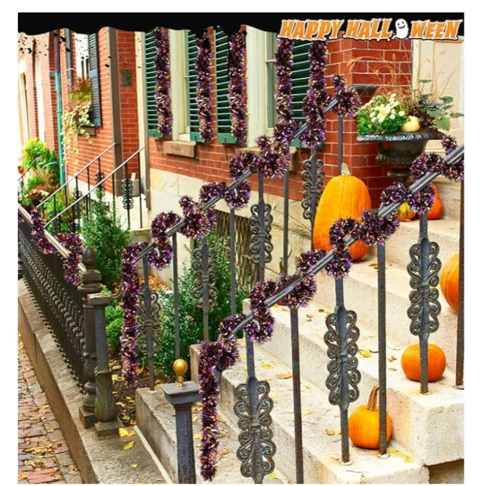Riceshoot Purple Orange Black 131.23 ft Metallic Tinsel Garland NWT